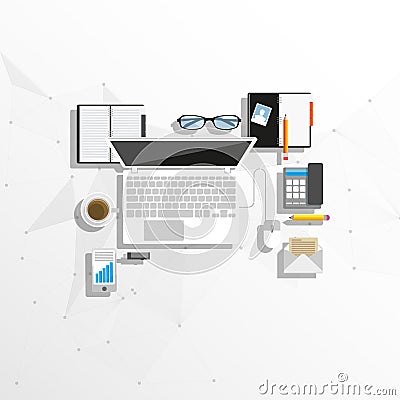 Vector Flat workplace. Vector Illustration