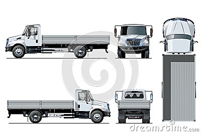 Vector flatbed truck template isolated on white Vector Illustration