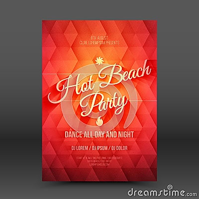 Vector Flayer Design Template Hot Beach Party Vector Illustration