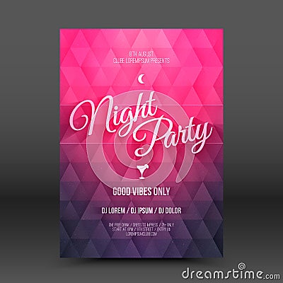 Vector Flayer Design Template Night Party Vector Illustration