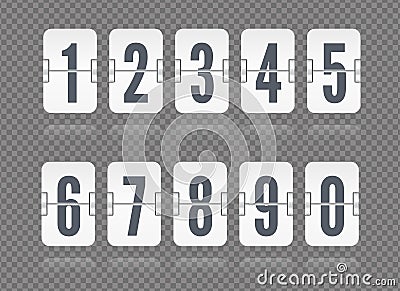 Vector flip scoreboard with numbers and reflections floating for white countdown timer or web page watch or calendar Vector Illustration