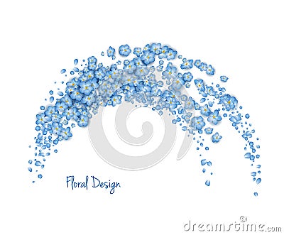 Blue Flying Flowers Vector Illustration