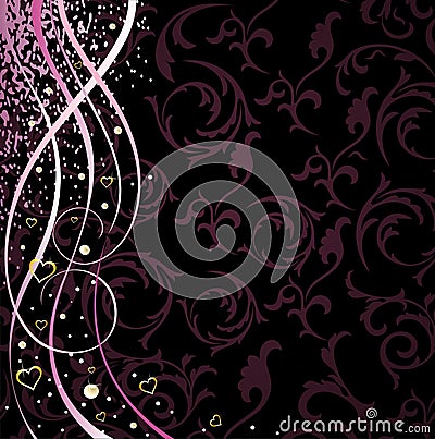 Vector floral background with hearts Vector Illustration