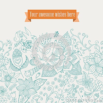 Vector floral background. Vintage retro background with floral o Vector Illustration