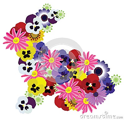 Vector Floral Bunny Vector Illustration