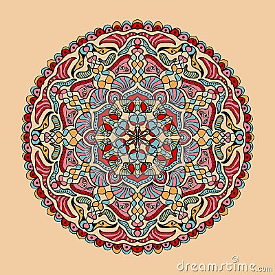 Vector floral colorful mandala. Beautiful design element in ethnic style Vector Illustration