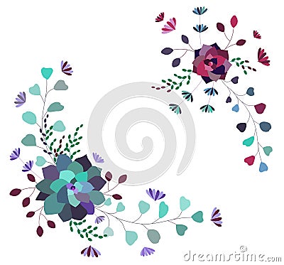 Vector floral composition,set,collection. Trendy succulents and leaves Vector Illustration