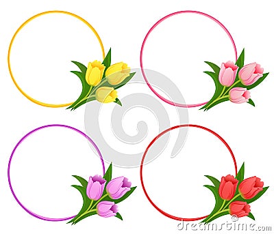 Vector floral frames with bouquets of tulips Vector Illustration