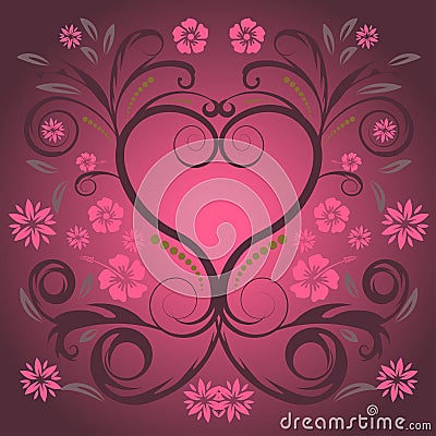 Vector floral heart Vector Illustration