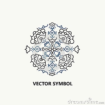 Vector floral icon and logo design template in outline style - abstract monogram. Vector Illustration