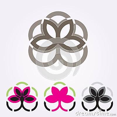 Vector floral icons and logo design templates in outline style - abstract monograms and emblems Vector Illustration