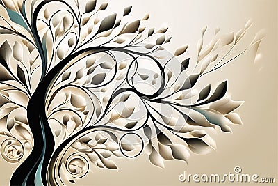 vector floral illustration with branches of leavesvector floral illustration with branches of Cartoon Illustration