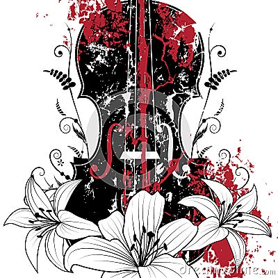 Floral musical composition Vector Illustration