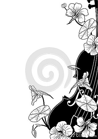 Vector floral musical composition Vector Illustration