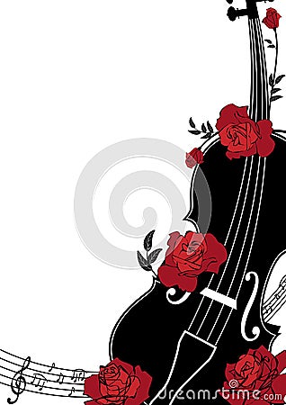 Vector floral musical composition Vector Illustration