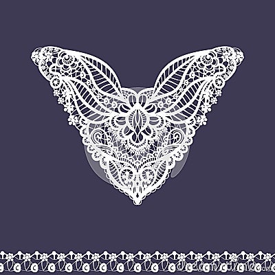 Vector floral neckline and lace border design for fashion. Flowers and leaves neck print. Chest lace embellishment Vector Illustration