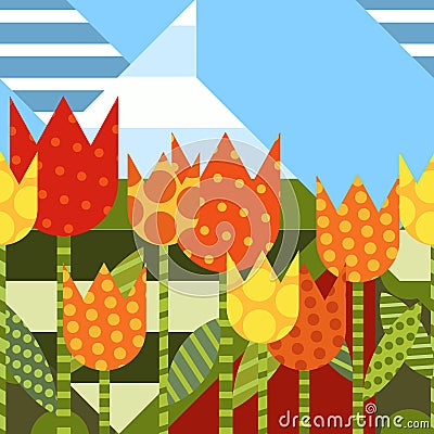 Vector floral seamless background. Flat creative illustration wi Vector Illustration