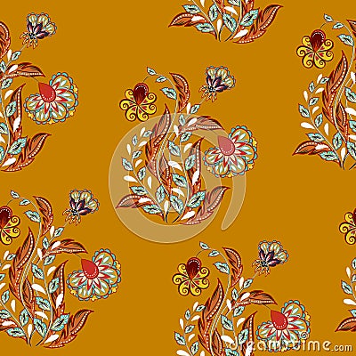 Vector floral seamless pattern with hand drawing fantasy flowers Vector Illustration