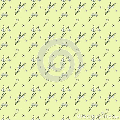 Vector floral seamless pattern with snowdrops Vector Illustration