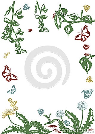 Vector floral set. Graphic collection with leaves and flowers, drawing elements. Spring or summer design for invitation, wedding Stock Photo