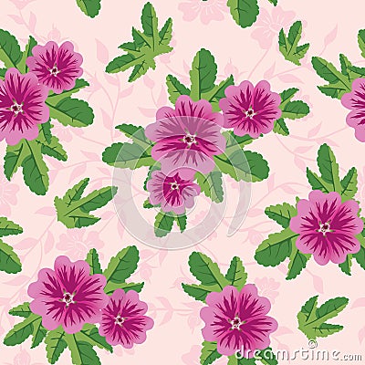 vector floral texture with malva flowers Vector Illustration