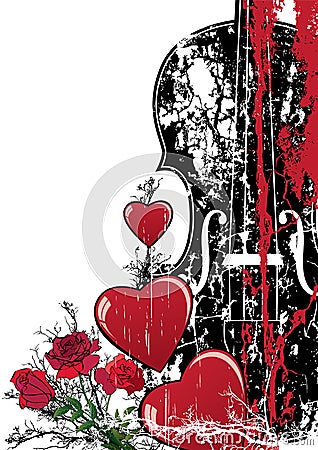 Vector floral Valentine musical composition Vector Illustration