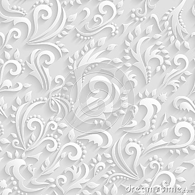 Vector Floral Victorian Seamless Background. Origami 3d Invitation, Wedding, Paper cards Decorative Pattern Vector Illustration