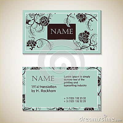 Vector floral visit card template Vector Illustration