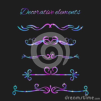Vector Flourishes. Dividers Set. Hand Drawn Decorative Swirls Vector Illustration