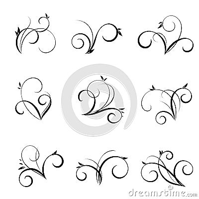 Vector flourishes and swirls collection. Decorative elements for design in vintage style Vector Illustration