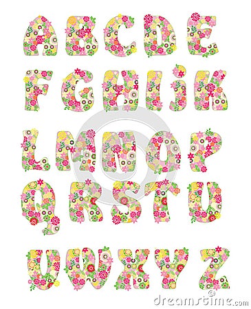 Vector flower alphabet Vector Illustration