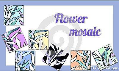 Collection mosaic with different floral Vector Illustration