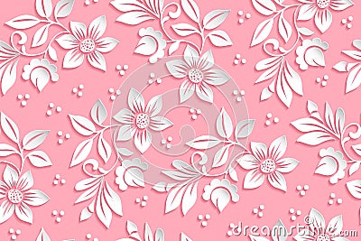 Vector flower seamless pattern element. Elegant texture for backgrounds. 3D elements with shadows and highlights. Vector Illustration