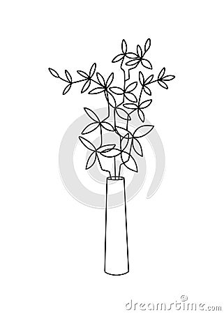 Vector flowerpot icon. Home Indoor Plants. Houseplants in Pots. Doodle illustration, clipart. Buket in vase. Outline Vector Illustration