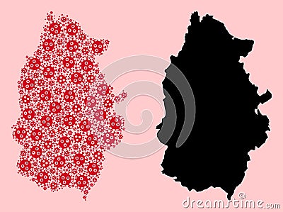 Vector Mosaic Map of Lugo Province of Viral Parts and Solid Map Vector Illustration