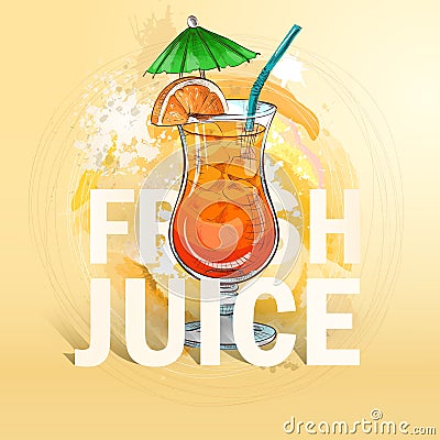 Summer fresh juice cocktail Vector Illustration
