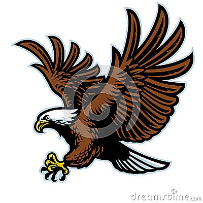 Flying bald eagle mascot Vector Illustration