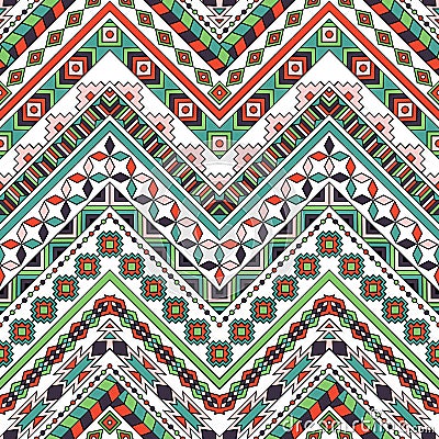 Vector folk tribal seamless colorful pattern Vector Illustration