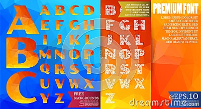 Vector font poly and alphabet polygonal three background. Vector Vector Illustration