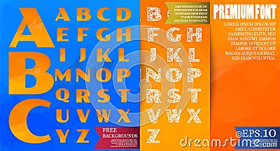 Vector font poly and alphabet polygonal three background. Vector Vector Illustration