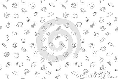 Vector Food and drink pattern. Vector Illustration