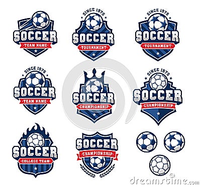 Vector football or soccer logos set 2 Vector Illustration