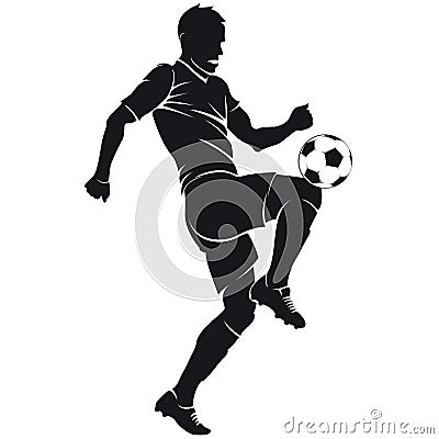 Vector football (soccer) player silhouette with ba Vector Illustration