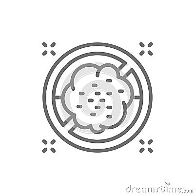 Forbidden sign with dust, allergy line icon. Vector Illustration