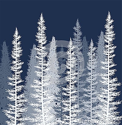 Vector coniferous trees covered with snow Vector Illustration