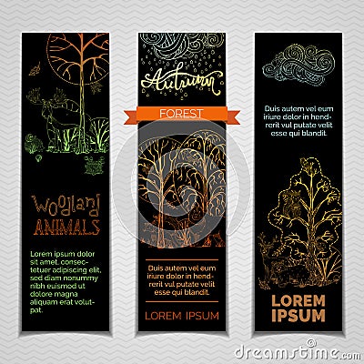 Vector forest vertical bannes set. Vector Illustration