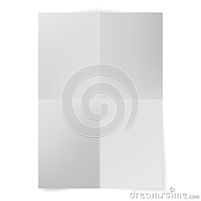 Vector A4 format paper with shadows. Blank four folded fold paper leaflet. Blank paper leaflet, flyer, follicle, leaf A4 Vector Illustration