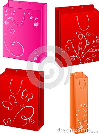 Vector four shopping bags with abstract design Vector Illustration