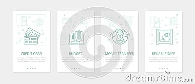 Vector four vertical banners - banking and financial - credit cards Vector Illustration