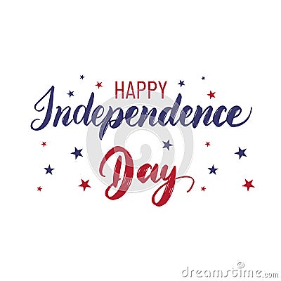 Vector Fourth of July hand lettering.Happy Independence Day of United States of America Vector Illustration